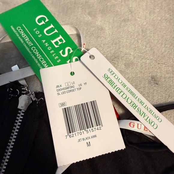 GUESS Black Satin Corset Top Medium NWT Zip Back Bustier - Picture 11 of 13